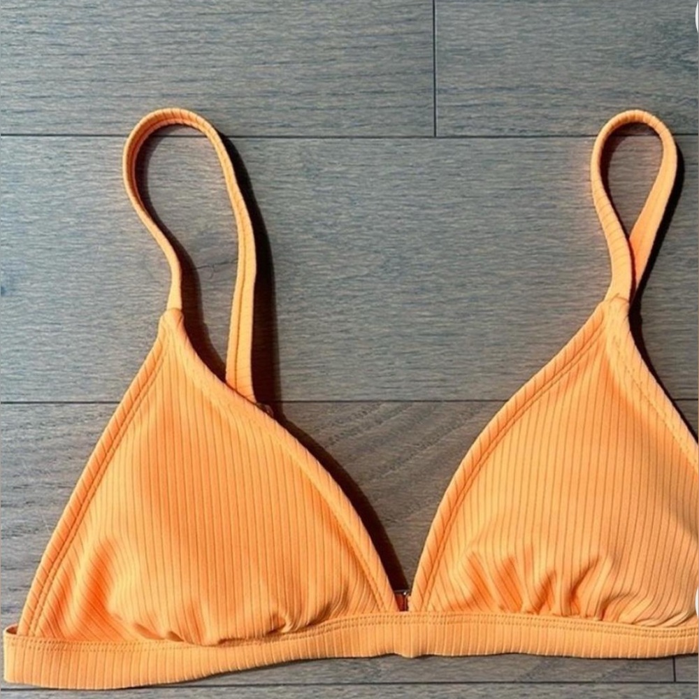 Xhilaration Orange Ribbed Bikini Top